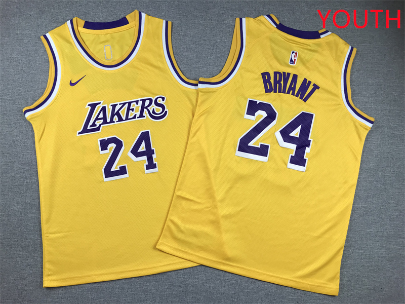 Youth Los Angeles Lakers #24 Bryant Yellow Nike 2025 NBA Jersey style 1->youth nba jersey->Youth Jersey